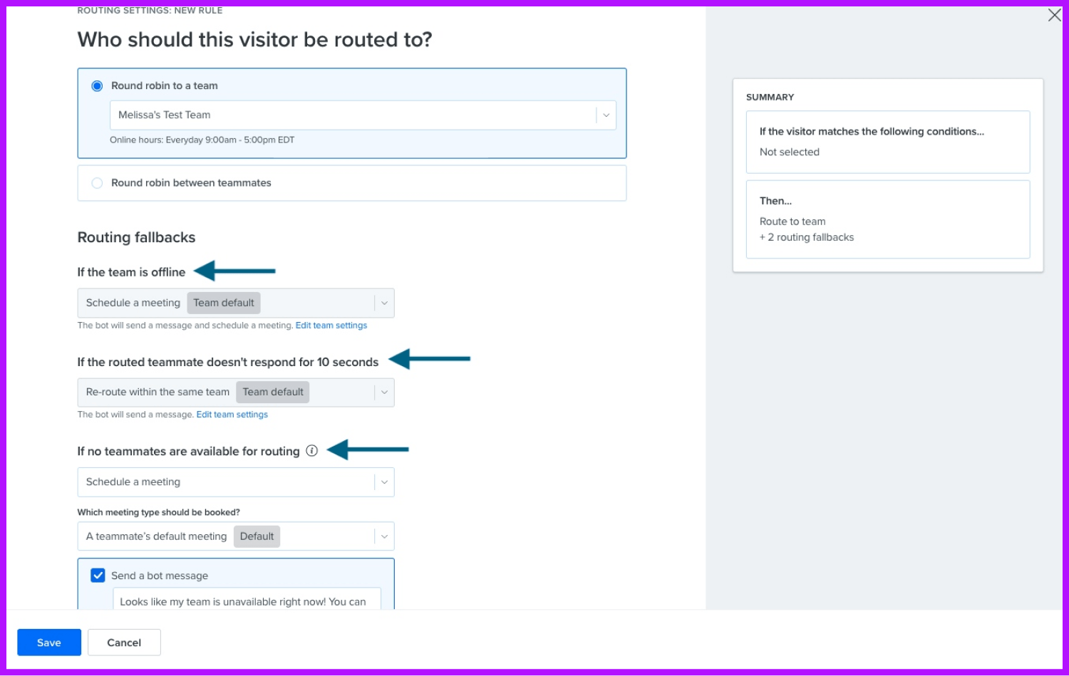 Chatbot Conversation Routing Rules