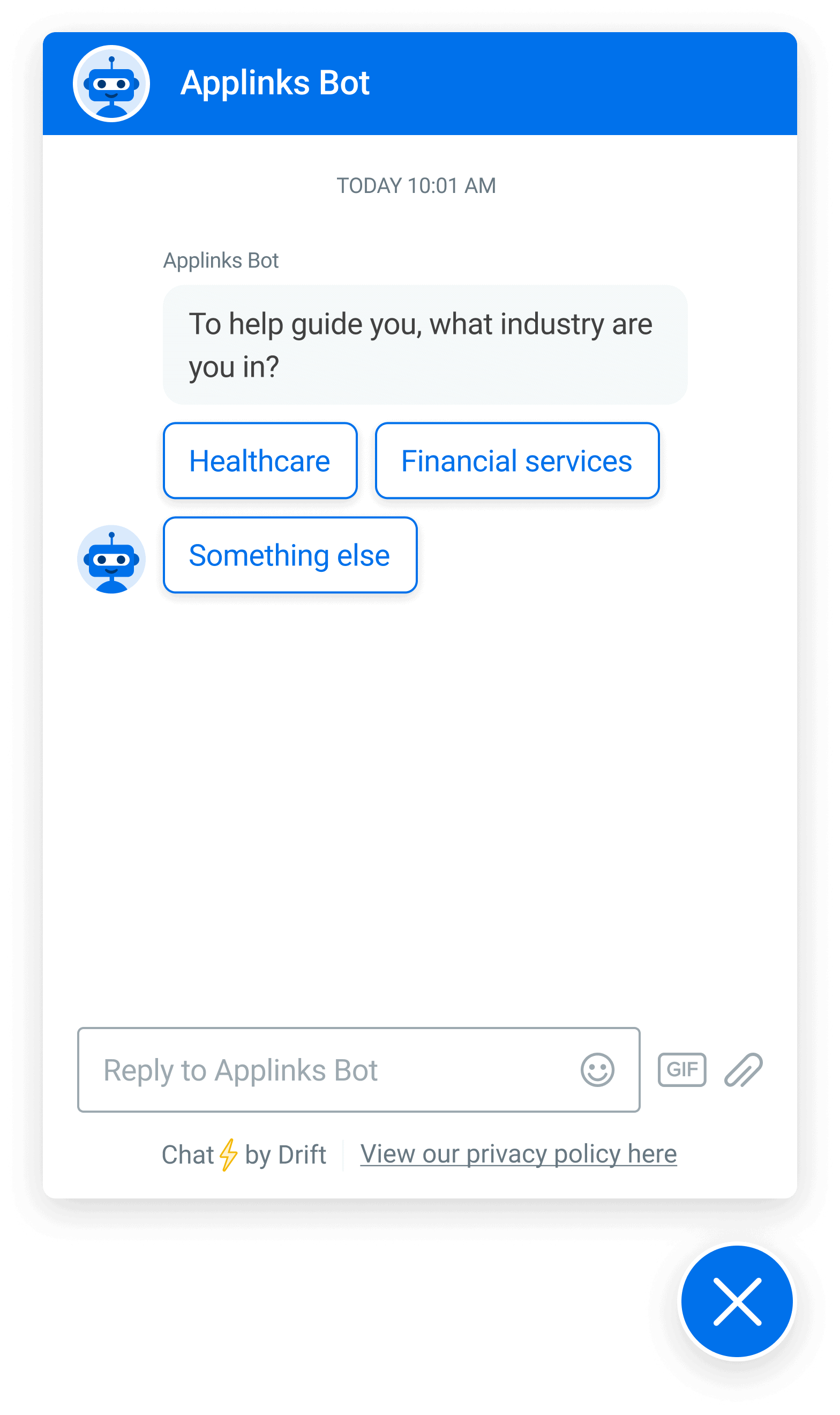 rule based chatbot screenshot