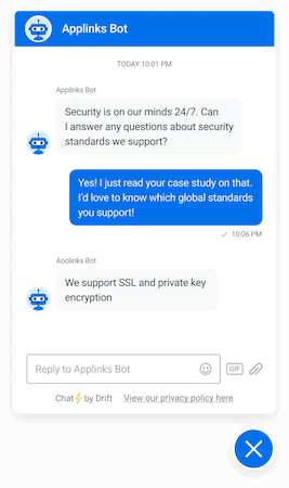 Security page chatbot sequence